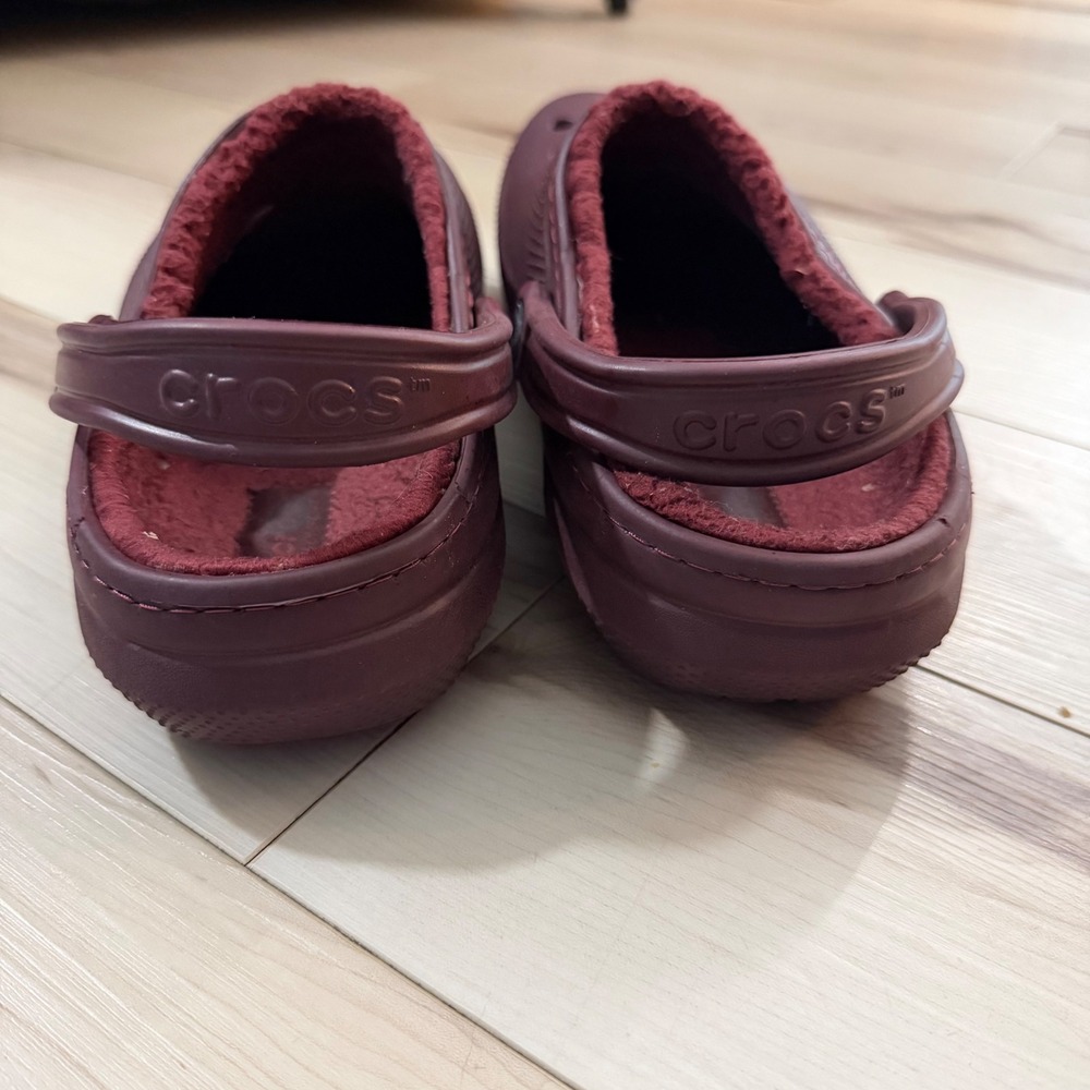 Crocs Classic Lined Clog Burgundy Maroon Women 9 Men 7 Fuzzy Fleece Comfort Shoe - Picture 3 of 5